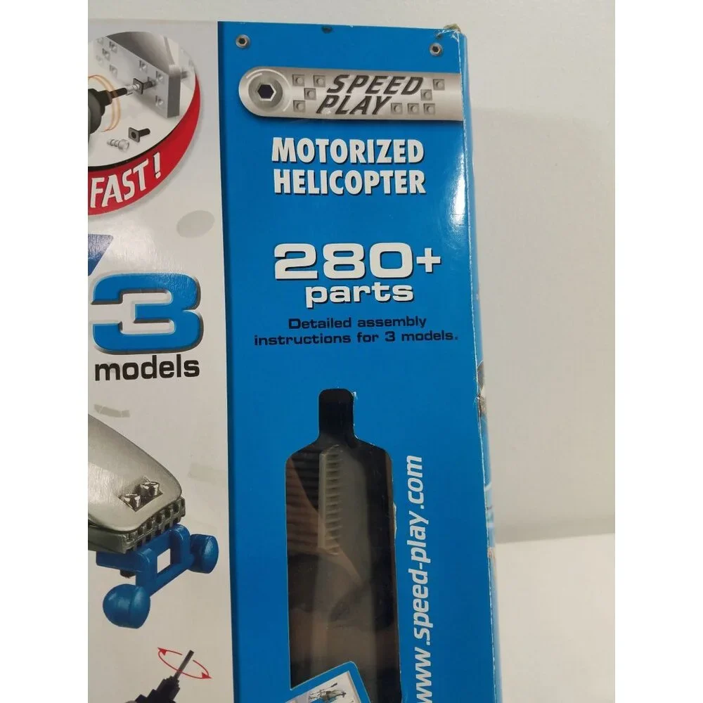 Erector Speed Play Motorized Helicopter 280 Pieces 3 Models Set 7901 OPEN BOX